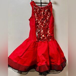 Weissman Red Sequin Dance Costume Dress LC Jazz Tap Competition Costume